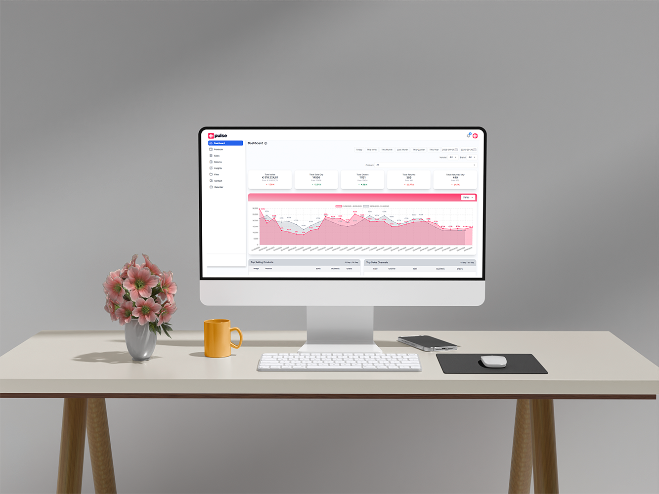 Laptop with three product pages of Ecover